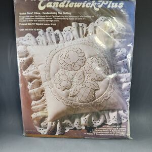 Candlewick Floral Basket Pillow Kit Paragon 14" Sewing Embroidery Quilting NIP